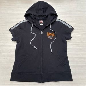 Harley Davidson Women's Full-Zip Sleeveless Vest Black Hoodie Jacket Small NY